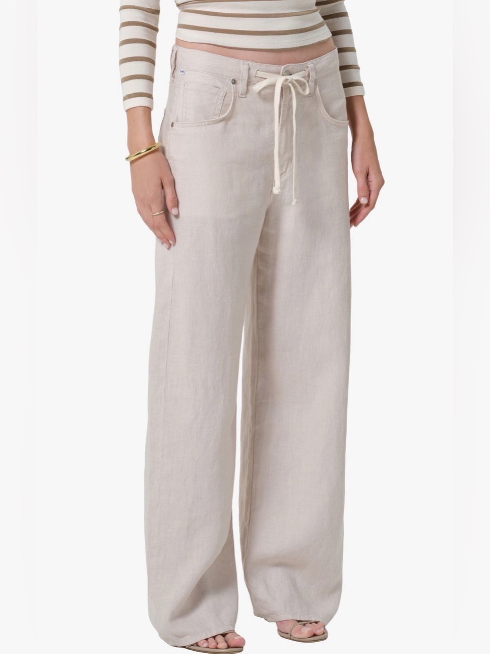 NEW Citizens of Humanity Brynn Drawstring Waist Wide Leg Linen Pants Size 27